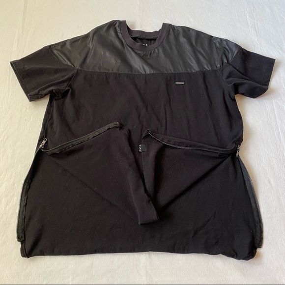 KITE New York black tee shirt men’s size large 100% cotton zipper accents - Picture 8 of 8